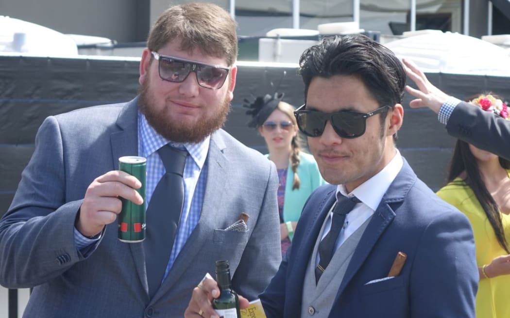 Punters enjoying a drink at Cup Day.