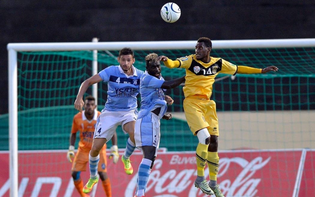 Erakor's Jean Kaltack tries to steer the ball goalwards.