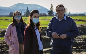 Prime Minister Jacinda Ardern in Ashburton on Chris Allen's farm.