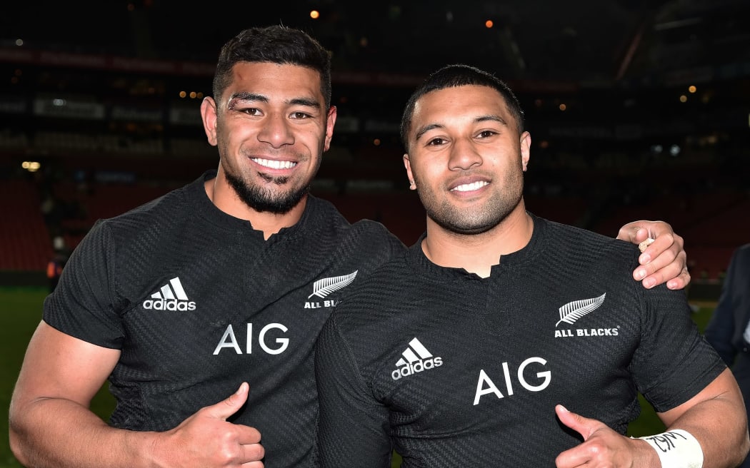 All Blacks Charles Piutau and Lima Sopoaga after win over South Africa 2015.
