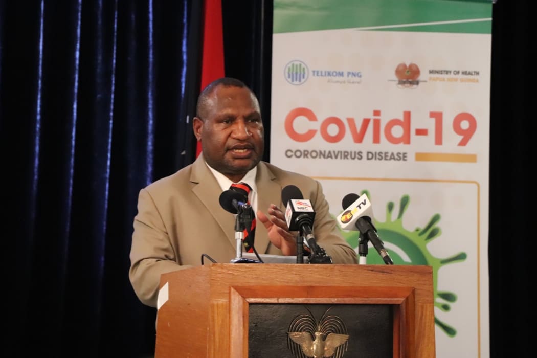 Papua New Guinea's Prime Minister James Marape updates media on the countries covid-19 response. 8 April, 2020.