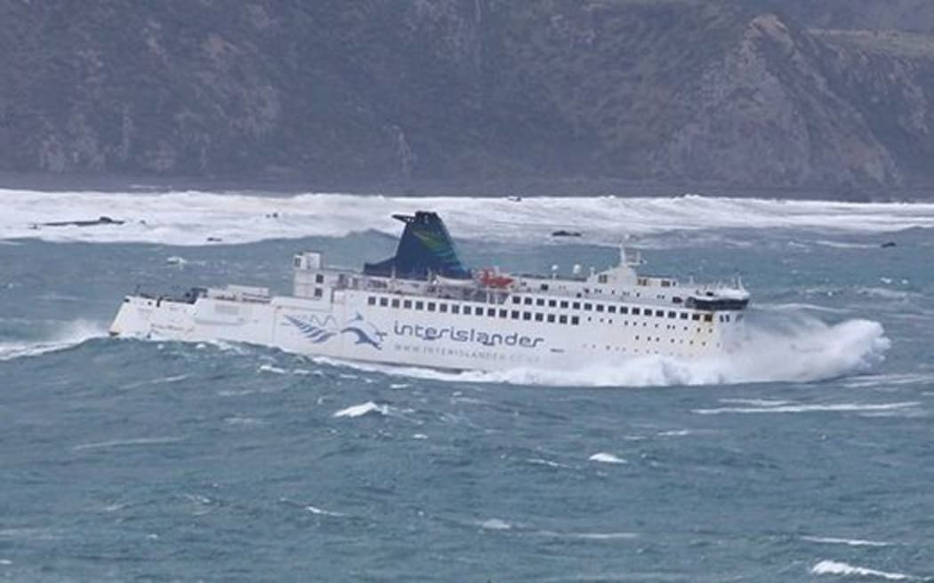 The Interislander leaving Wellington heads at 11am on 15 August 2014.