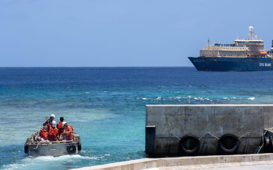 Optic marine crew leaving Nukunonu on their last day.