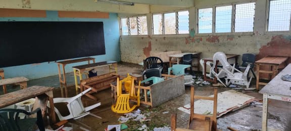 Classroom at Melsisi in Vanuatu damaged by Cyclone Lola