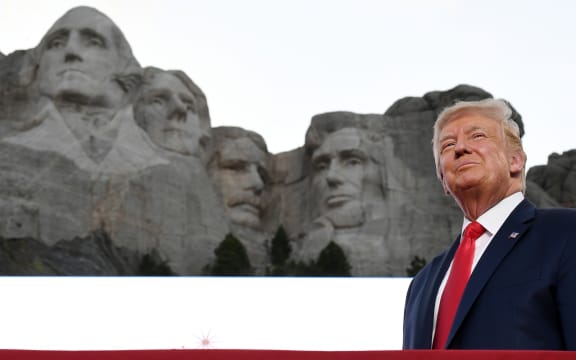 Donald Trump arrives for the Independence Day events at Mount Rushmore National Memorial in Keystone, South Dakota.