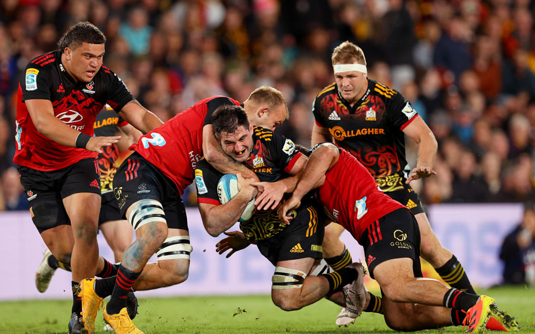 New Chiefs captain Luke Jacobson in action against the Crusaders in last year's Super Rugby Pacific competition.