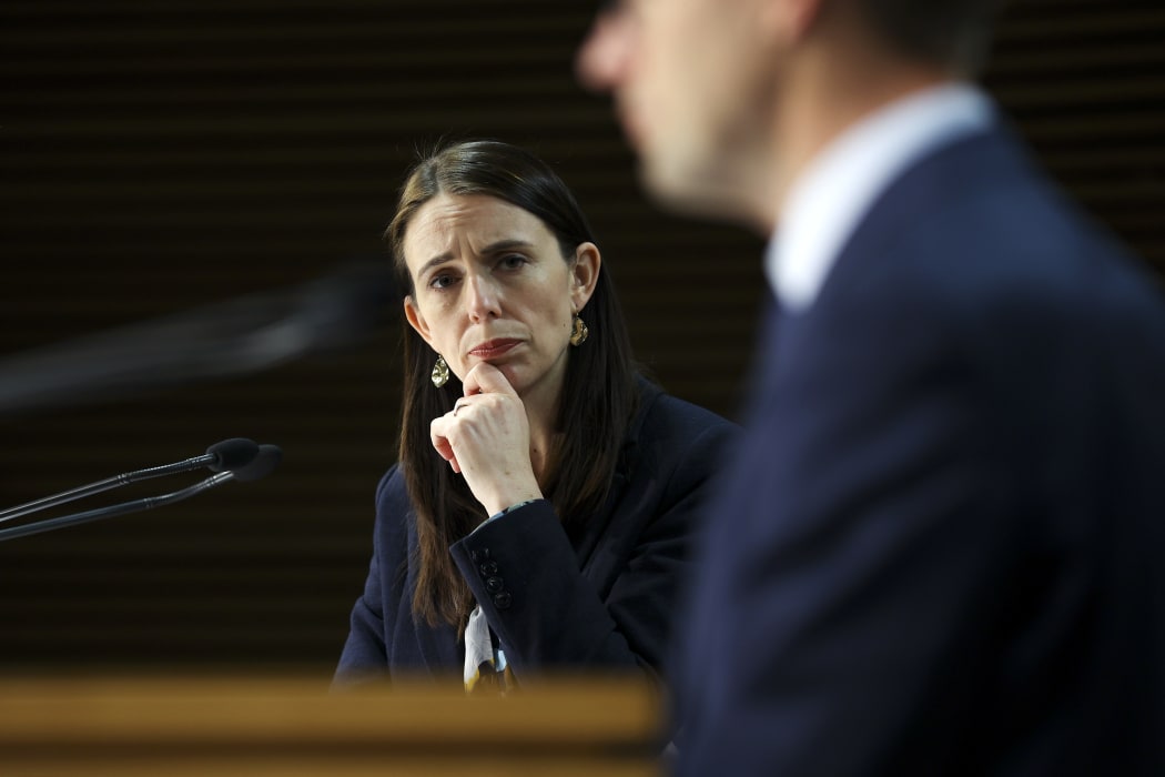 Prime Minister Jacinda Ardern and Director-General of Health Dr Ashley Bloomfield during a press conference at Parliament on August 31, 2021 in Wellington, New Zealand.