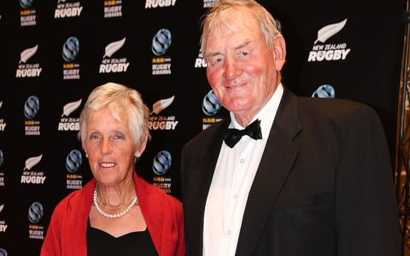 Sir Brian Lochore and wife Lady Pam at the New Zealand Rugby Awards in 2016.