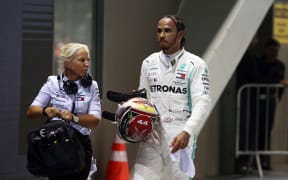 Mercedes driver Lewis Hamilton with his performance coach Angela Cullen of New Zealand