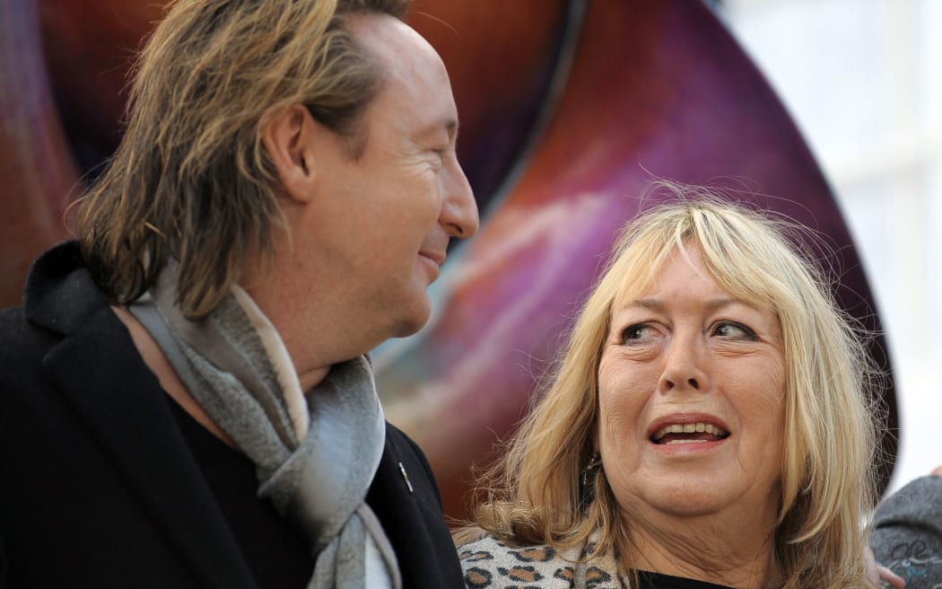Cynthia Lennon with her son Julian in Liverpool, England in 2010. They were attending the unveiling of a European peace monument dedicated to the memory of John Lennon.