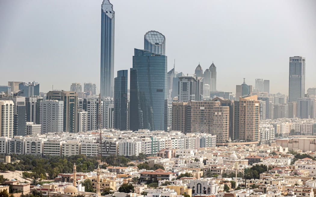 Skyline of Abu Dhabi, United Arab Emirates.