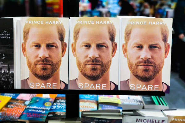 Prince Harry's memoir 'Spare' is seen in a bookstore in Krakow, Poland on February 26, 2023.