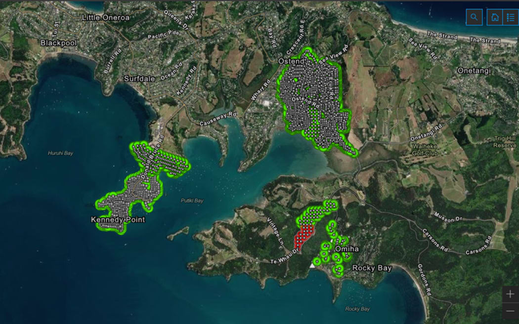 Rat device deployment map in Waiheke.