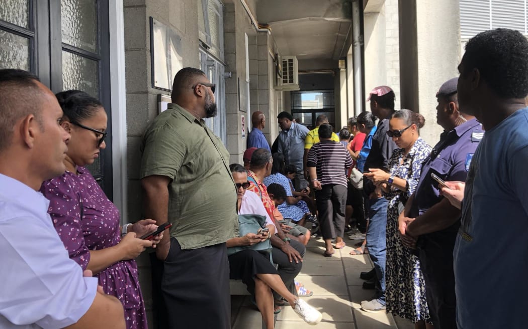 Bainimarama's family outside the Magistrates Court arrived early for the sentencing on Thursday.