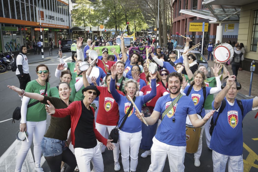 04072016 Photo: Rebekah Parsons-King. Maori language week kicks off with a parade from Wellington Train Station to Te Papa. 4000+ people paraded through wellington to promote Te Reo.