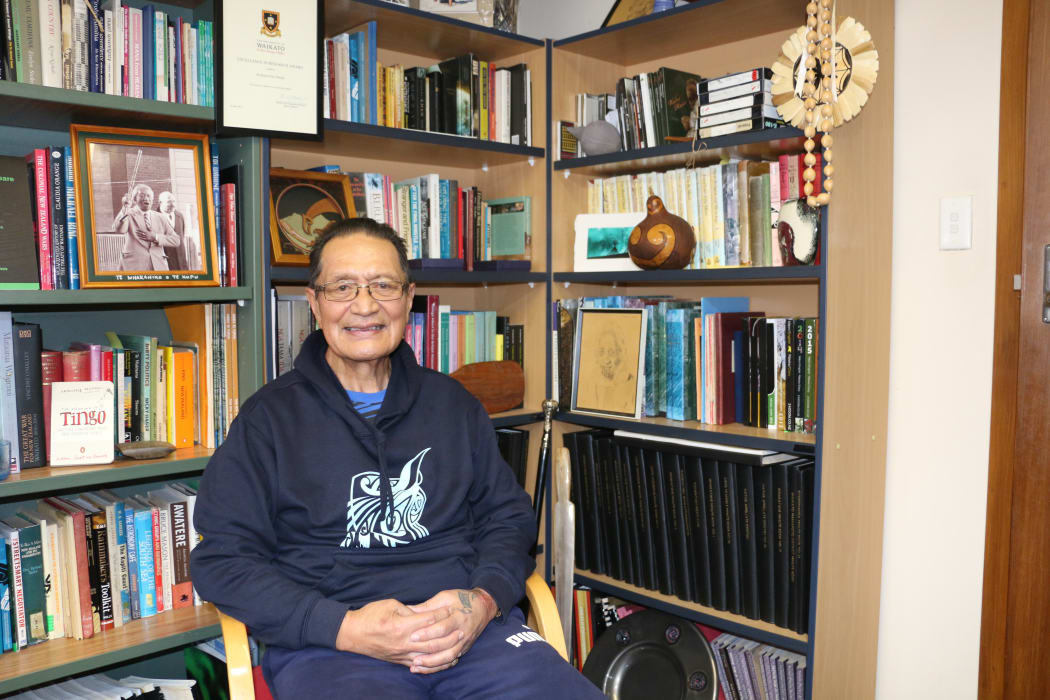 Professor Pou Temara at his office, University of Waikato
