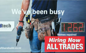 170414. Photo Diego Opatowski / RNZ. Christchurch. Buildtech sign