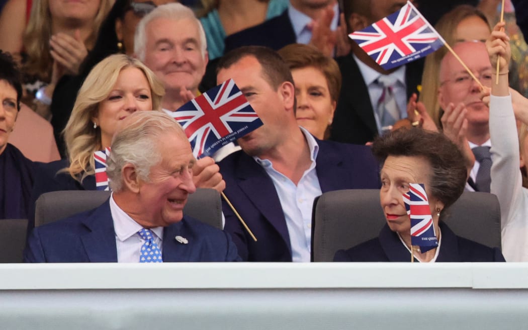 Britain's Prince Charles, Prince of Wales and Britain's Princess Anne, Princess Royal, attend the Platinum Party at Buckingham Palace on June 4, 2022 as part of Queen Elizabeth II's platinum jubilee celebrations. - Some 22,000 people and millions more at home are expected at a star-studded musical celebration for Queen Elizabeth II's historic Platinum Jubilee. (Photo by Chris Jackson / POOL / AFP)