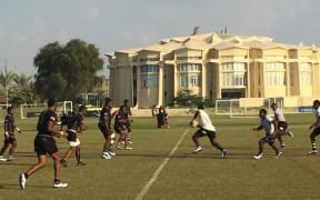 Fiji training prior to the Dubai Sevens.