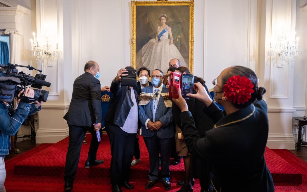 The newly elected Speaker Adrian Rurawhe attends Government House for confirmation from the Governor General