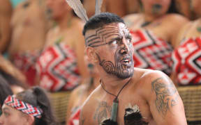 A member of Wairoa's Mātangirau at Te Matatini Day Two, Eden Park, Tāmaki Makaurau, 23 February, 2023.
