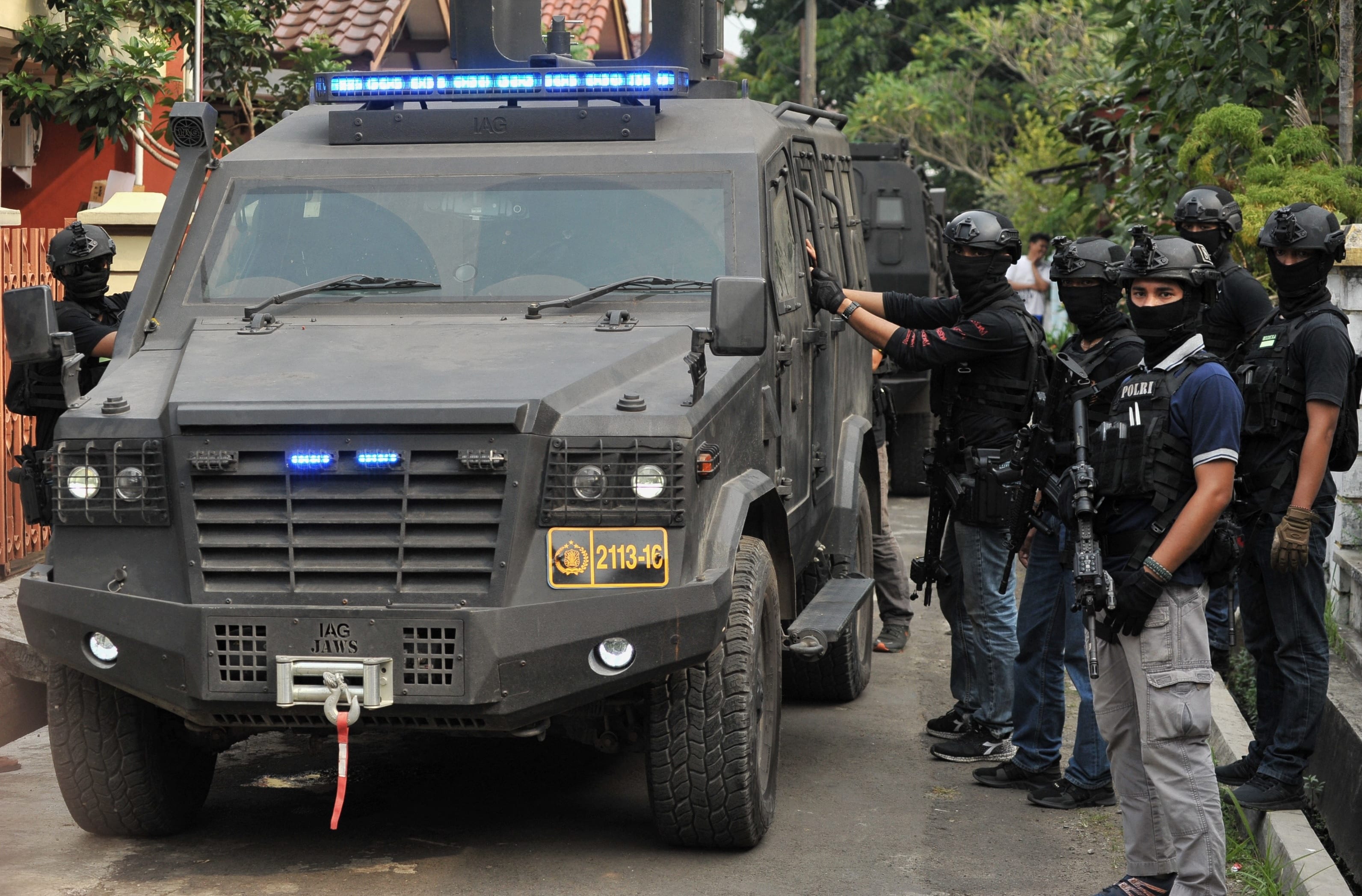 Indonesia's Detachment 88 counter-terrorism unit carrying out a raid in Banten province, in 2018.