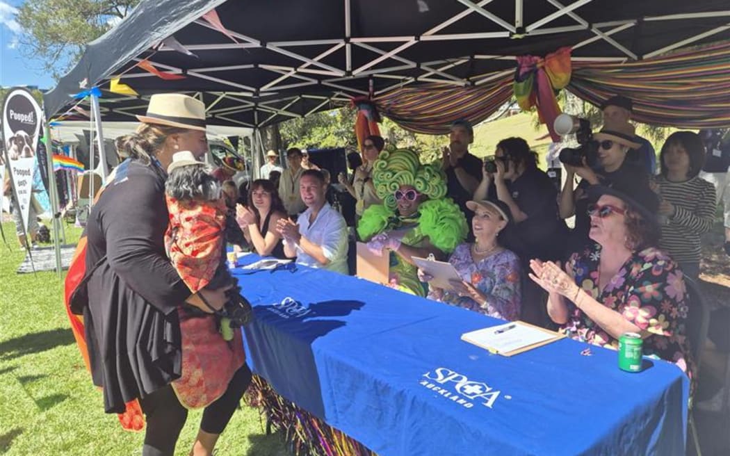 Auckland Councillor Josephone Bartley in the lool-alike contest.