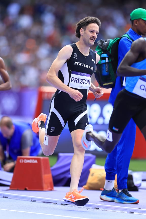 New Zealand runner James Preston competes in the heats of the 800m at Stade de France during the 2024 Paris Olympics.