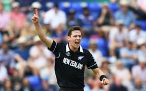 Black Caps bowler Matt Henry celebrates a wicket.