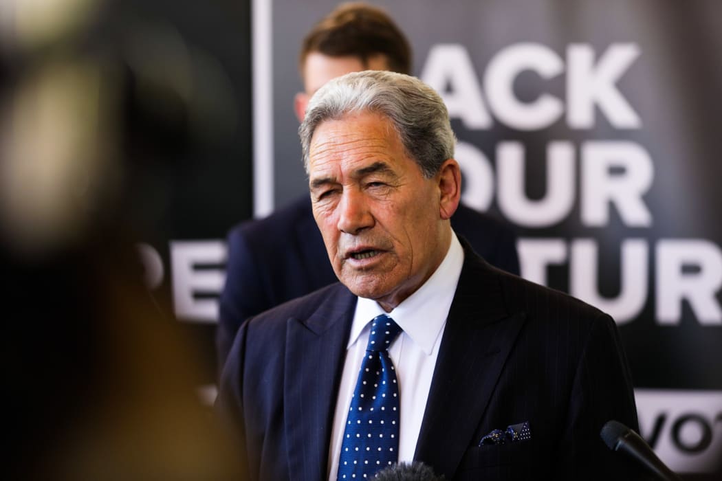 New Zealand First leader Winston Peters campaigning at Orewa Community Centre in Auckland on 25 September.