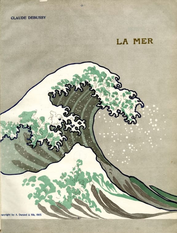 Cover of the 1905 edition of Debussy's La Mer. The illustration is based on Hokusai's Wave.
