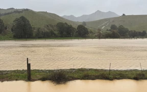 Flooding at Banks Peninsula following heavy rains in the Canterbury region.