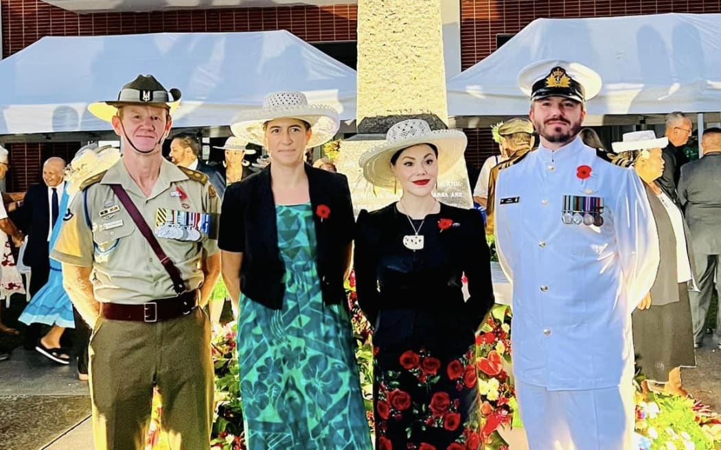 The Australian and New Zealand high commissioners to the Cook Islands attend the Dawn Service.