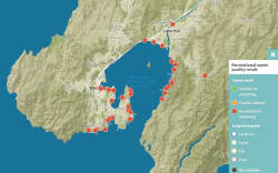 Wellington Harbour is off limits for swimmers with strong southerlies, rain and rough seas forecast to ease heading into Wednesday.
