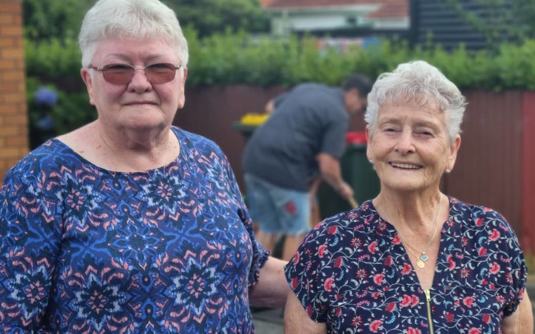 Residents of the List St pensioner flats Lynette Hartley and Lyn Sommerville kept a close eye on the handiwork.