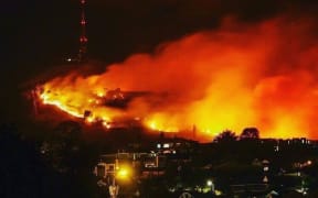 The fire seen from the Kordia transmission tower.