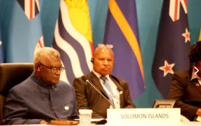 Manasseh Sogavare at the 2023 Korea-Pacific Islands Summit in South Korea.