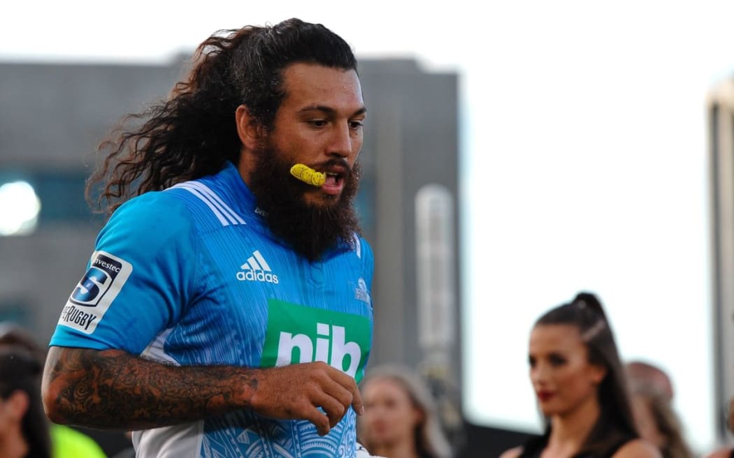 Rene Ranger runs out for the Blues agains the Crusaders at AMI Stadium, Christchurch, 3rd March 2016. Copyright Photo: John Davidson / www.photosport.nz