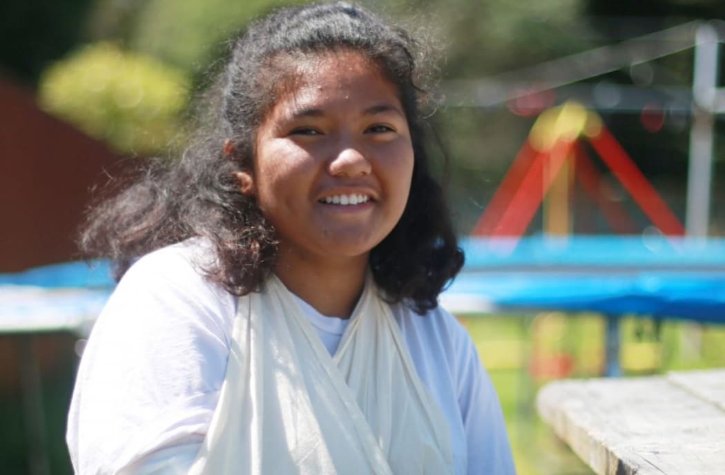 Alvira Repia-King recovers at home in Oamaru after being attacked by what is believed to be a sevengill shark at Friendly Bay on Sunday afternoon.