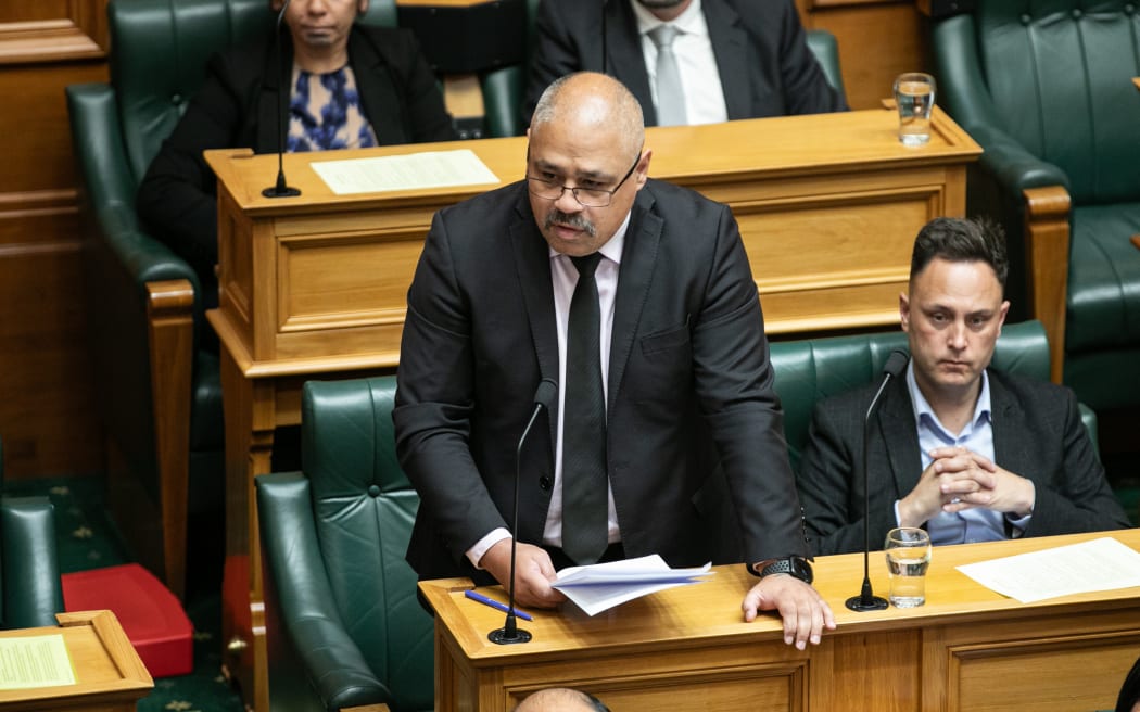 Peeni Henare asks questions of the Government during the Ministerial Statement on the sinking of the HMNZS Manawanui