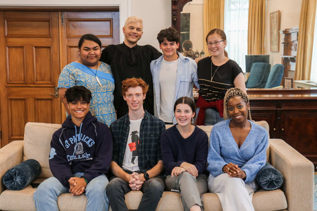Rito 2021 in the Speaker's Lounge. (back left to right) Misipeka, Saiah, Max, Maya. (front) Ty, Ed, Izzy, Cornelia.