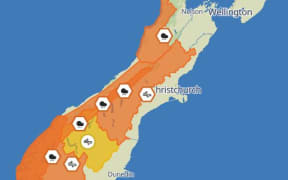 MetService severe weather warnings on Friday 17 October 2025.