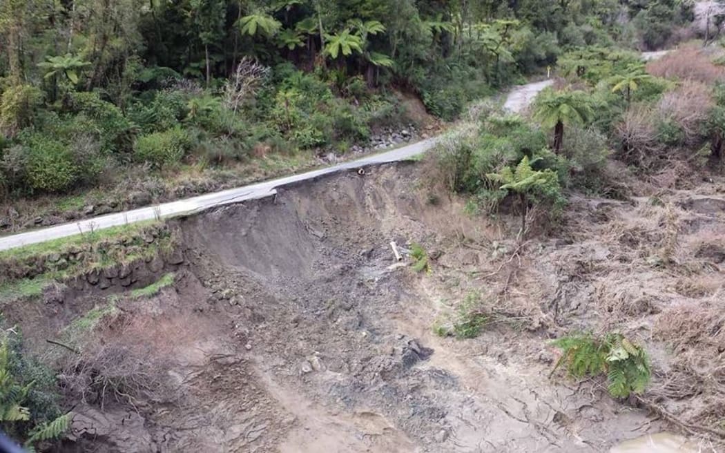 The small Māori settlement of Pipiriki was stranded after massive slips washed out the road to Raetihi (pictured) and the road that connects it to the city of Whanganui.
