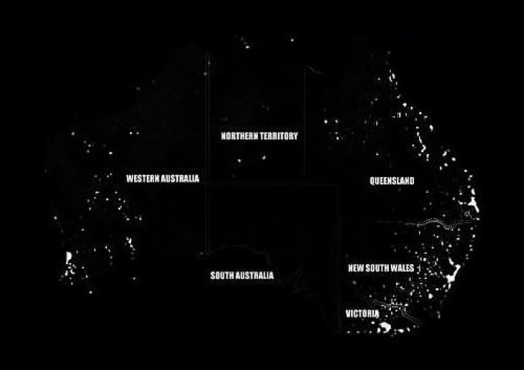 A satellite image taken overnight shows the blackout right across South Australia.