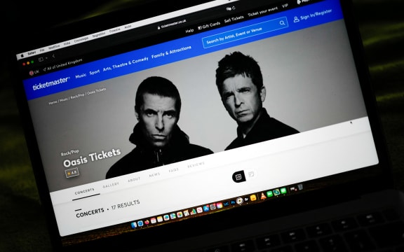 The page of Ticketmaster regarding the Oasis concerts is displayed on the screen of a laptop in London, England, on September 7, 2024.