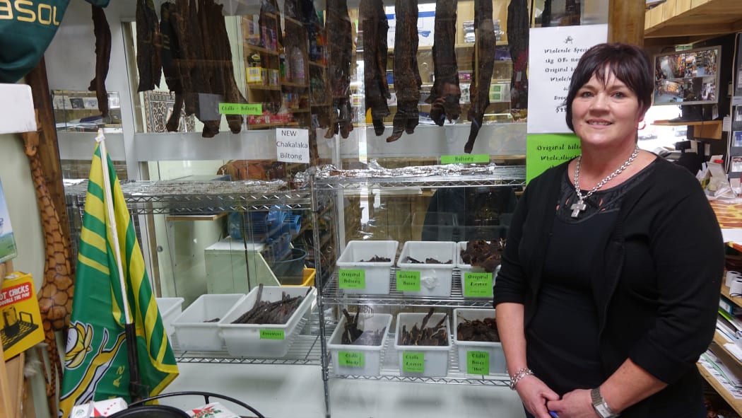 Hermien Smith - who works at the South African store in Rosedale, Auckland - says biltong is proving extra popular during World Cup season.