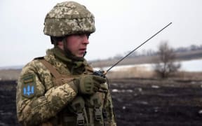 Image released by Armed Forces of Ukraine on Feb 13, 2022 shows Ukrainian soldiers conducts firing exercises in undisclosed location.