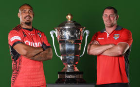 Tonga captain Sika Manu and head coach Kristian Woolf.