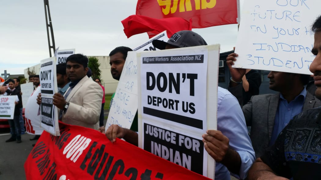 Indian students protesting over visa issues on 3.9.2016.