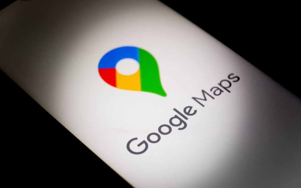 The Google Maps logo is being displayed on a smartphone screen in Athens, Greece, on December 24, 2023. (Photo by Nikolas Kokovlis/NurPhoto) (Photo by Nikolas Kokovlis / NurPhoto / NurPhoto via AFP)